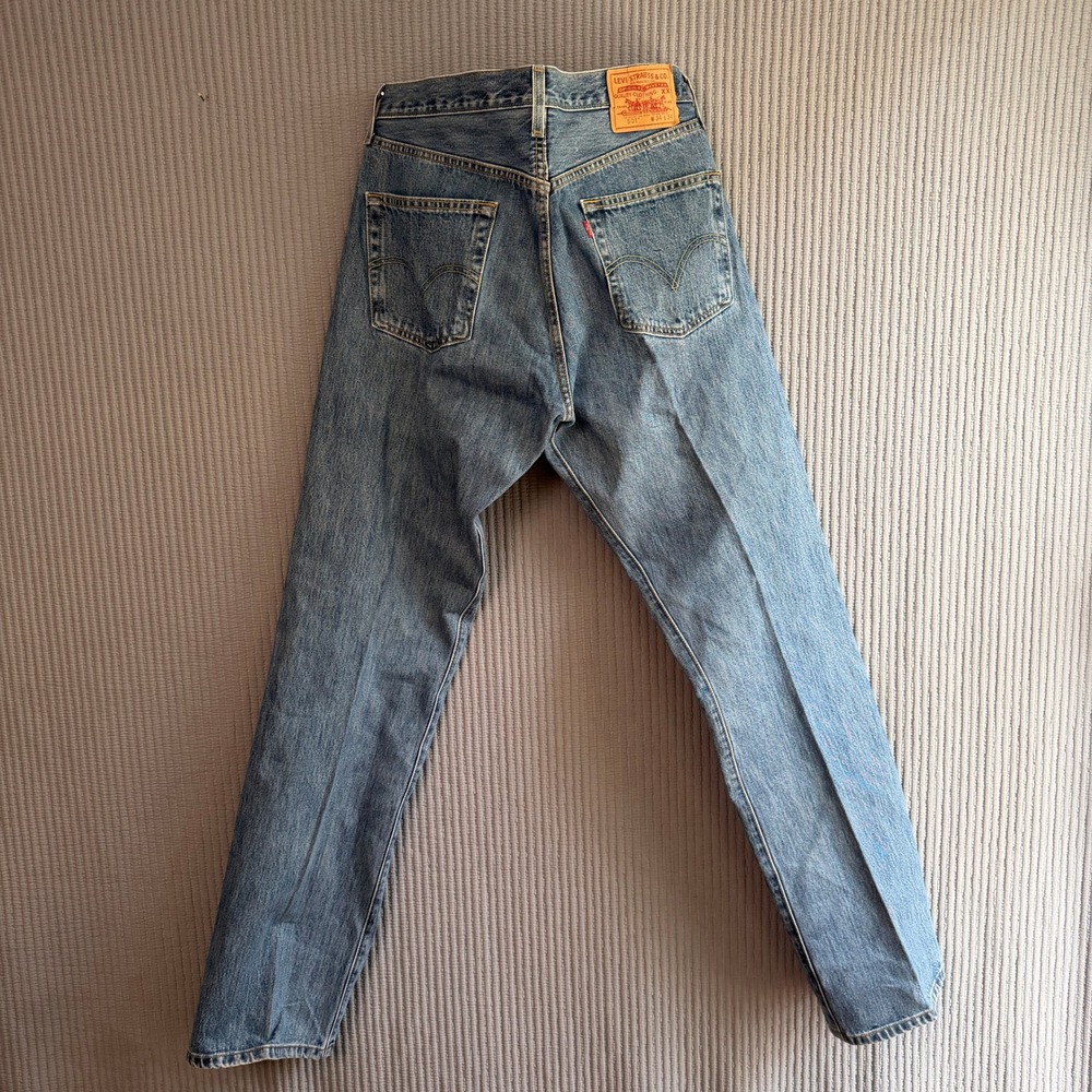 Levi's 501 Original Fit Heavy Starch Straight Leg Blue Denim Jeans 34x35 - Picture 4 of 9